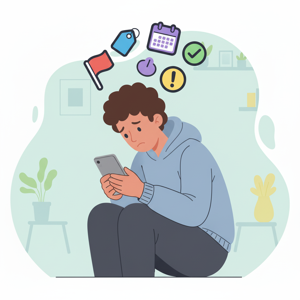 Person feeling overwhelmed by digital notifications and tasks